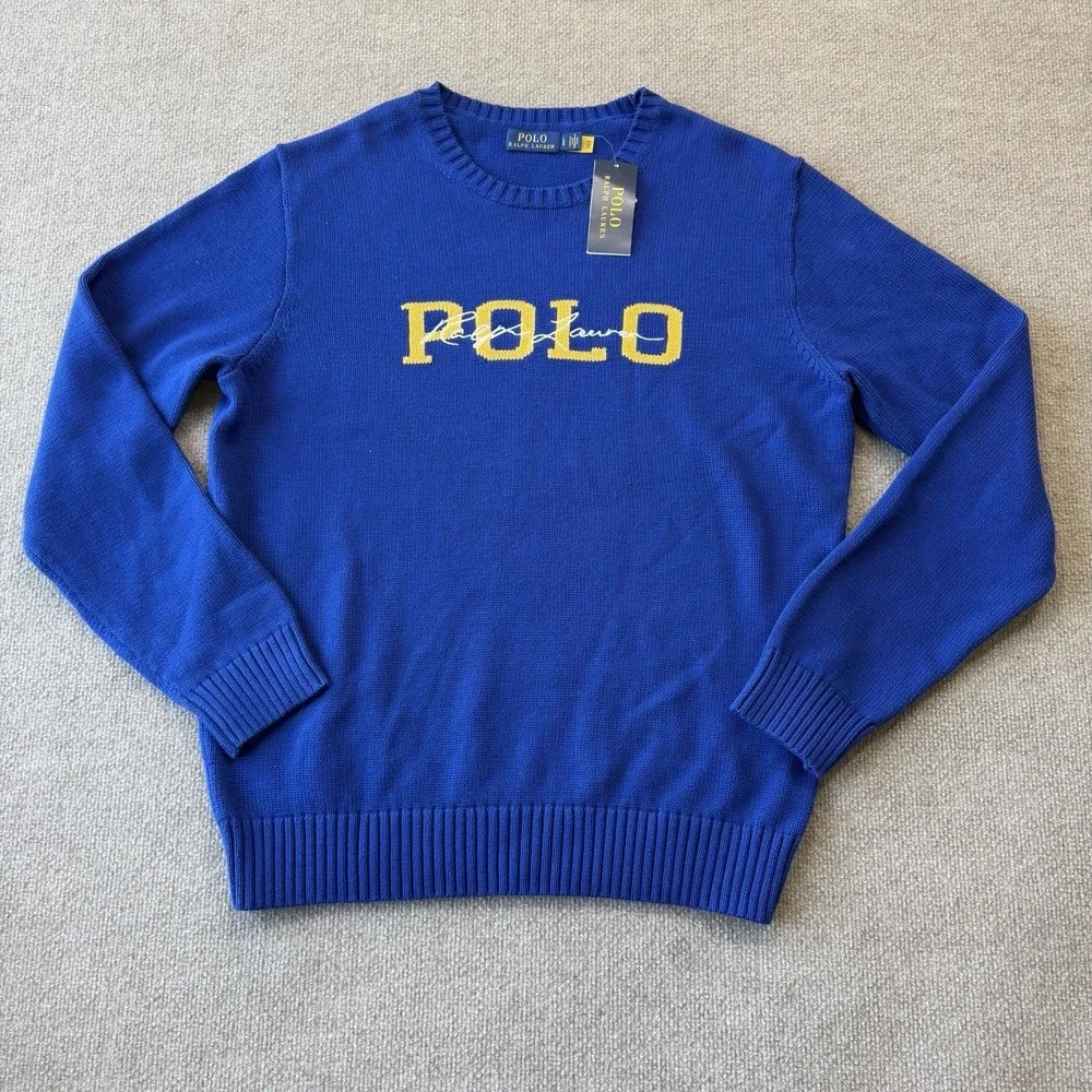 NWT Polo Ralph Lauren Classic Signature POLO Logo Royal Blue Men's Large